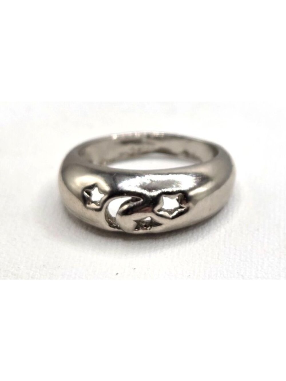 Celestial  Silver Tone Moon & Stars Band Ring Size 7